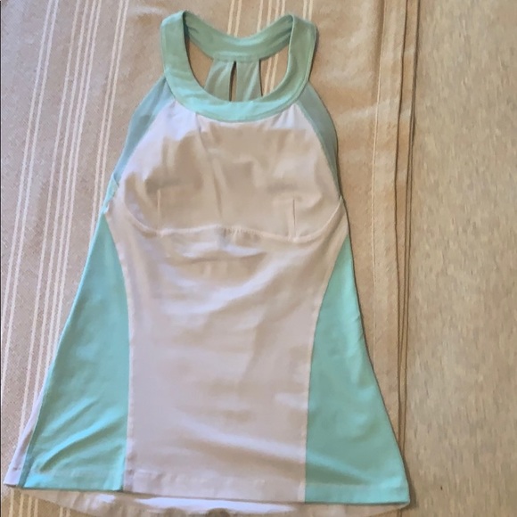 Lulu Lemon Tiffany Blue and White workout tank - Picture 3 of 3